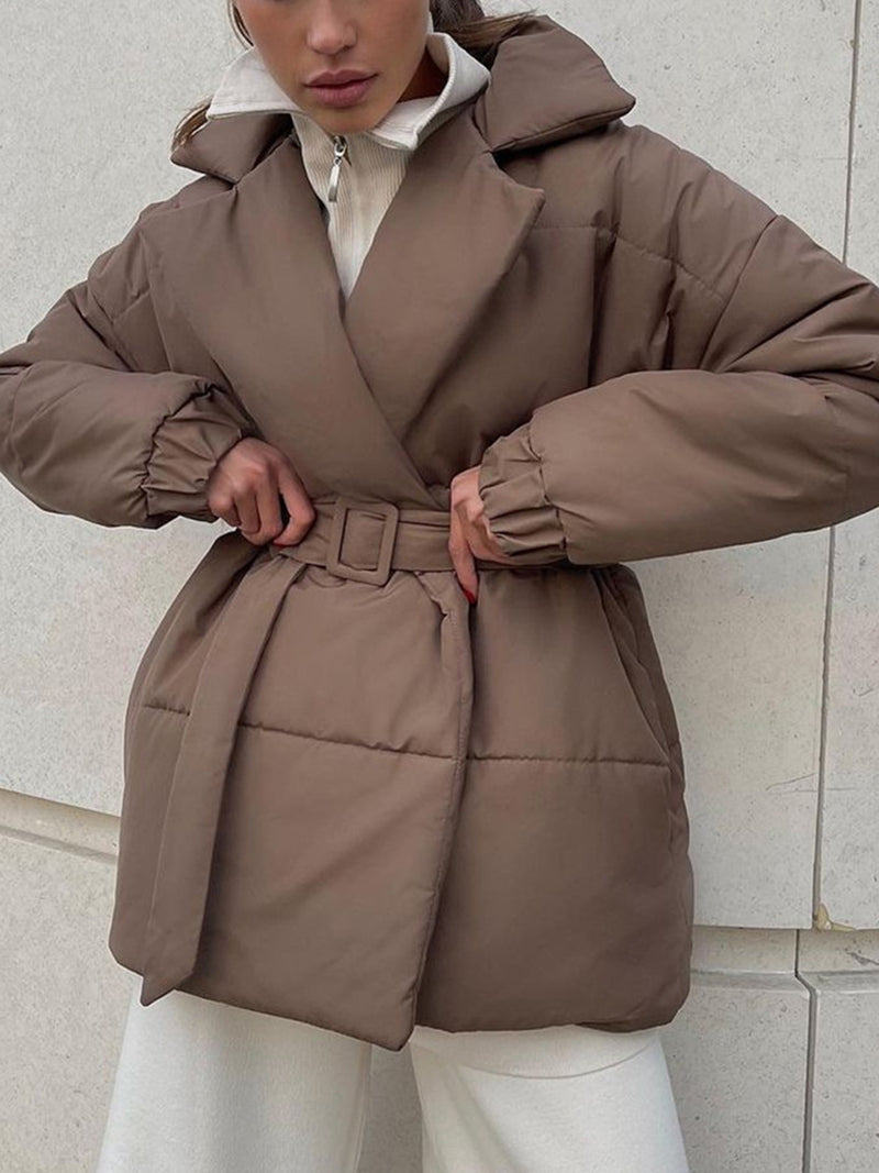 Hazel Blues® |  Puffer Long Sleeve Winter Coat with Belt