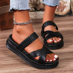 Hazel Blues® |  Crisscross Open Toe Platform Sandals