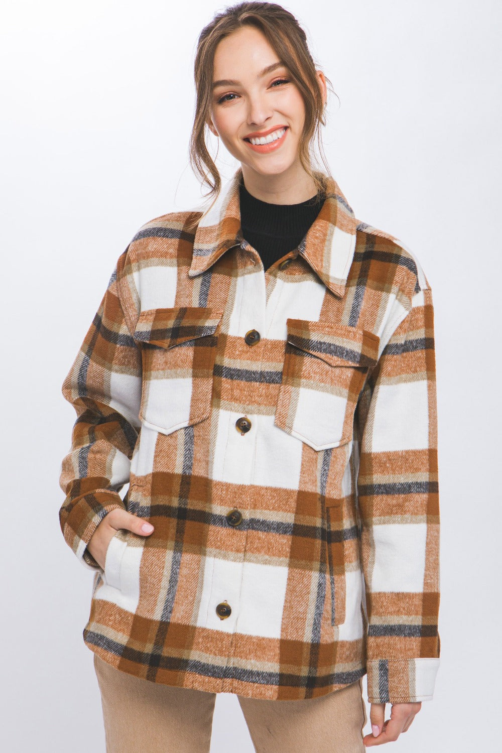 Hazel Blues® |  Love Tree Plaid Button Up Shacket