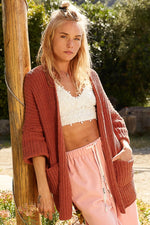 Hazel Blues® |  POL Open Front Sweater Cardigan with Pockets