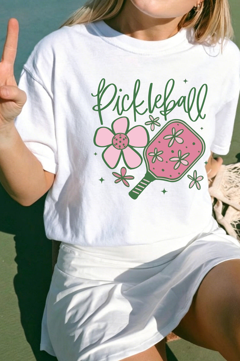 Pickleball Sweet Flower Printed T-Shirt | Floral Tee