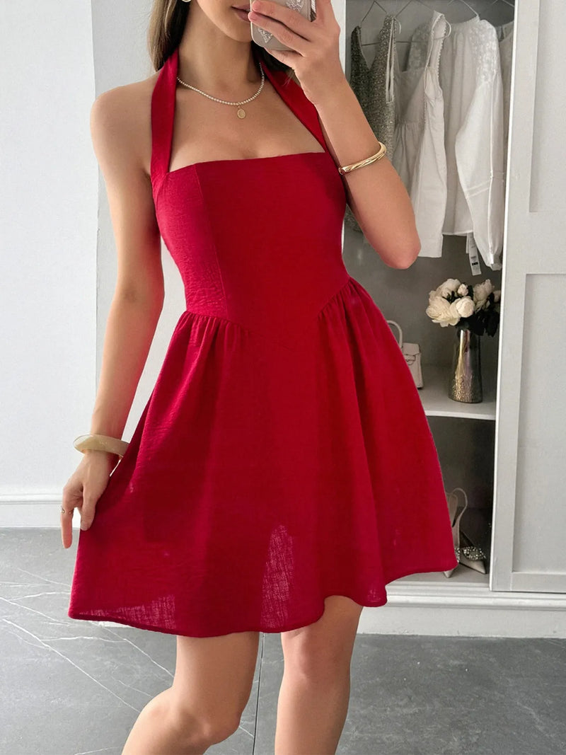 Hazel Blues | Halter Neck Summer Mini Dress Hazel Blues | Halter Neck Summer Mini Dress