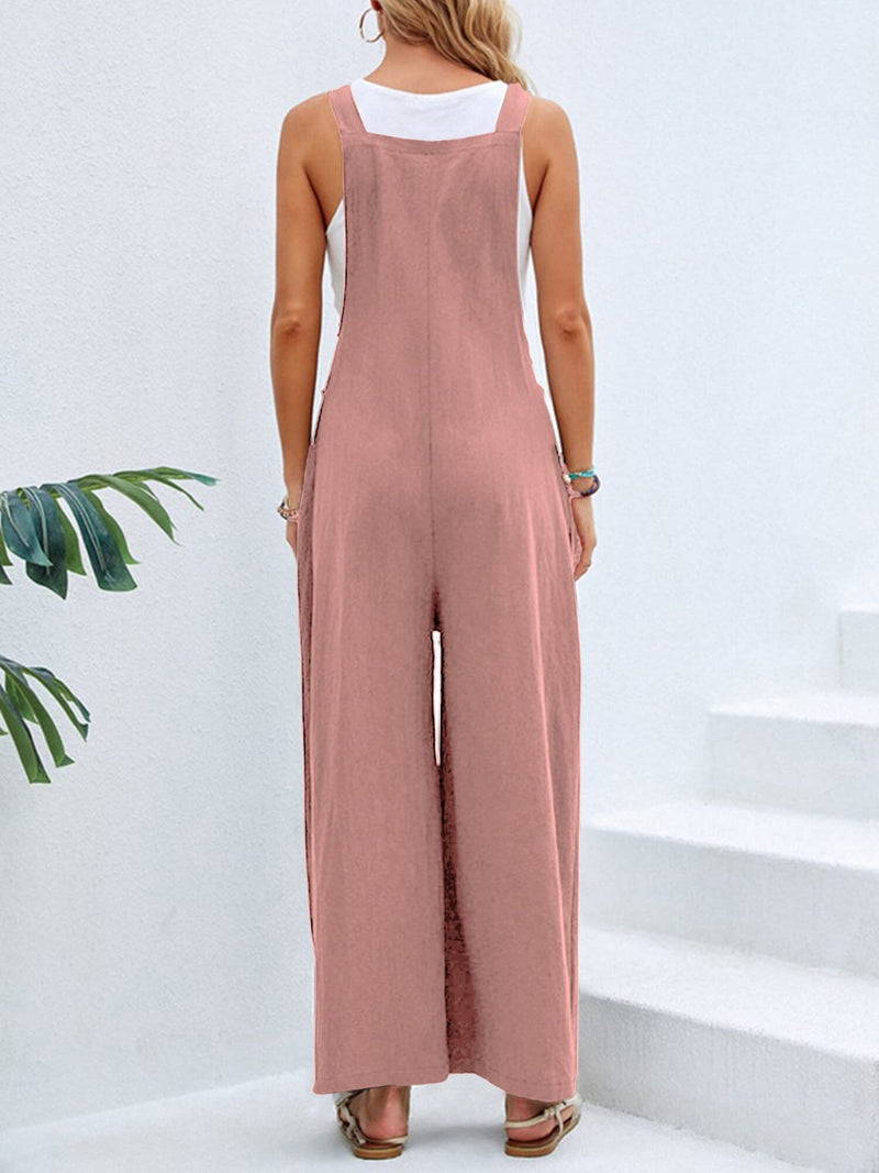 Hazel Blues® |  Square Neck Wide Strap Overalls