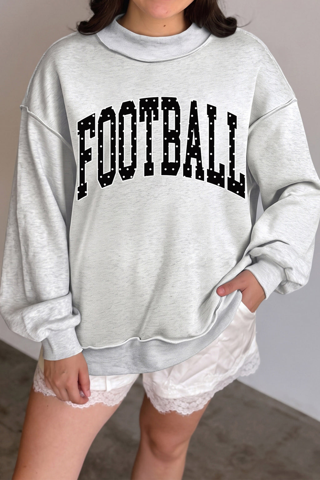 Elise Jean Gray Football Polka-Dot Sweatshirt