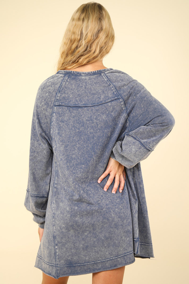 Hazel Blues® |  VERY J Mineral Washed Oversized A-Line Mini Dress