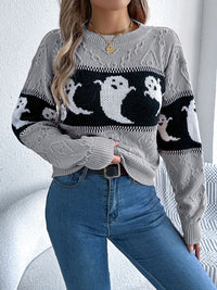 Hazel Blues® |  Ghost Round Neck Long Sleeve Sweater