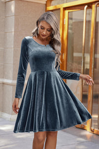 Hazel Blues® |  Round Neck Long Sleeve Knee Length Dress