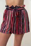 Hazel Blues® |  White Birch High Waisted Striped Shorts