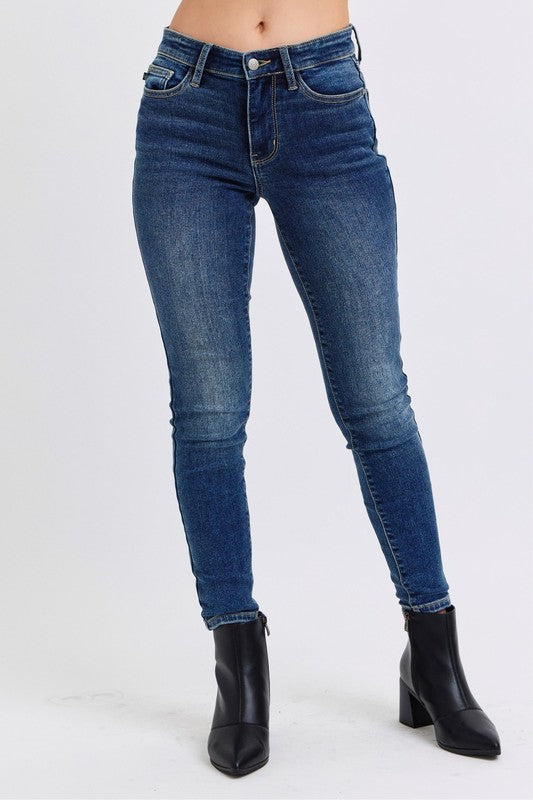 Hazel Blues® |  Judy Blue Run Mid-Rise Waist Skinny Jeans with Thermal Lining