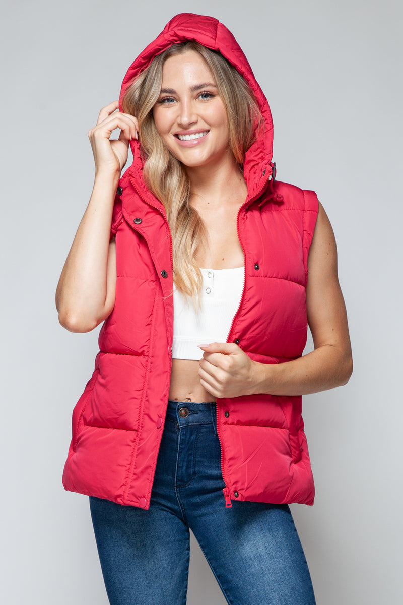 Hazel Blues® |  Snobbish Snap and Zip Closure Hooded Vest