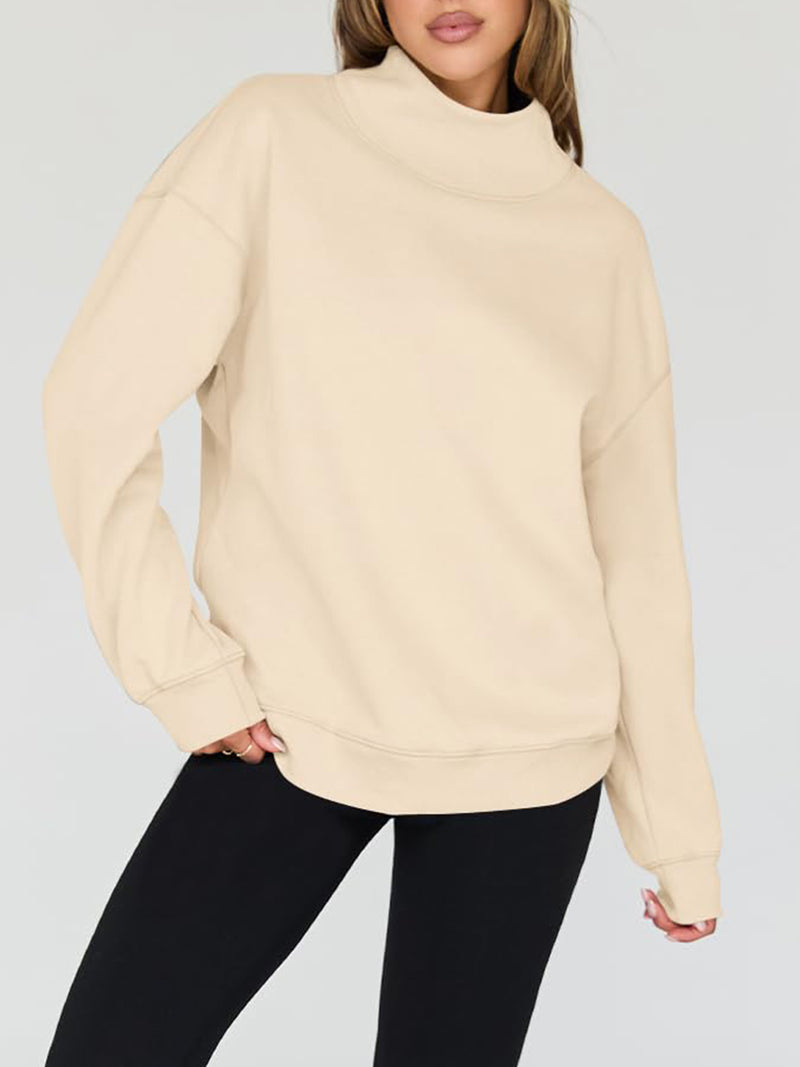 Hazel Blues® |  Mock Neck Drop Shoulder Long Sleeve Sweatshirt