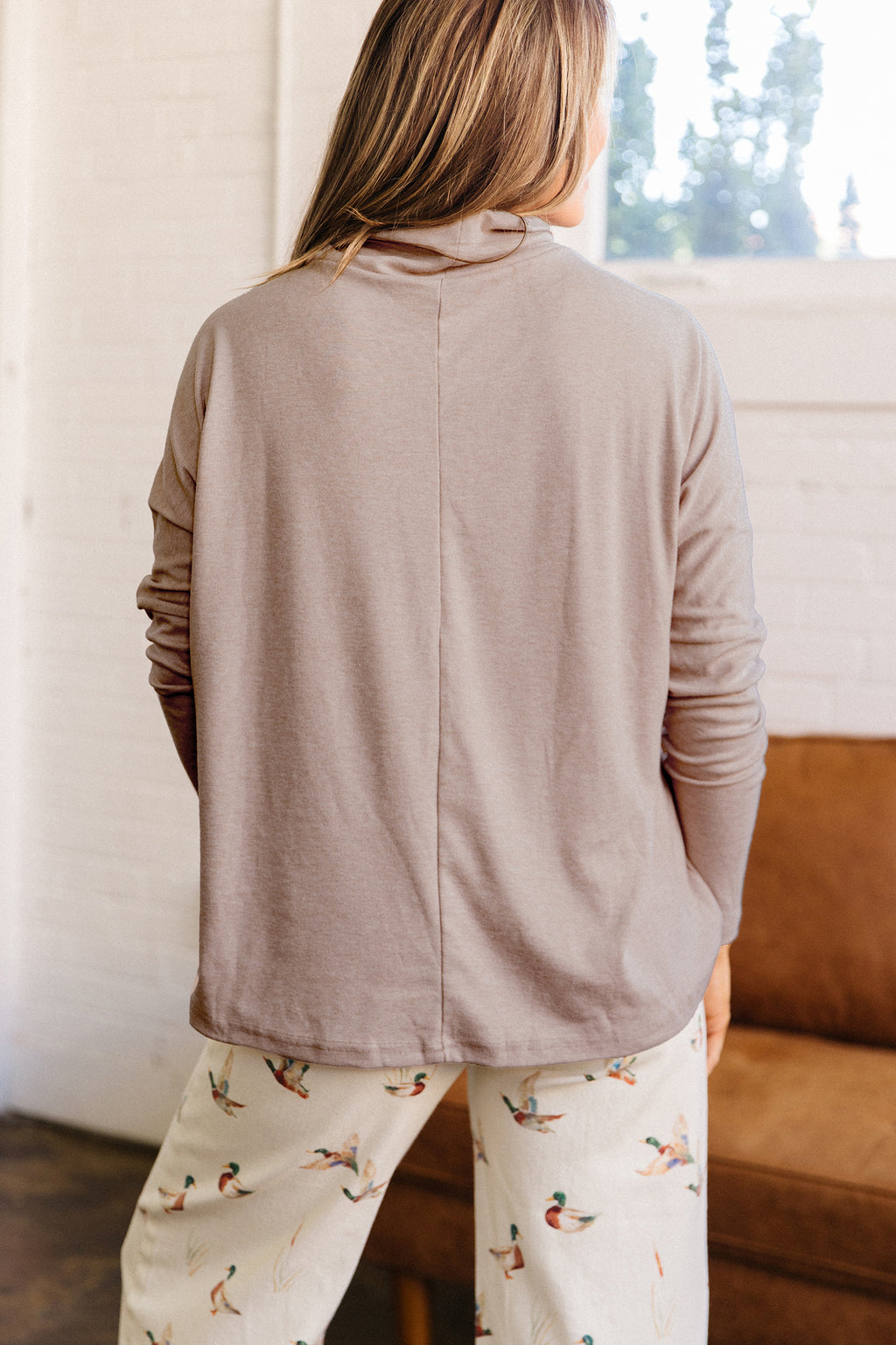 Smoke & Soft High-Neck Long-Sleeve Top
