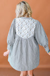 Hazel Blues® |  Tied Floral Printed Striped Long Sleeve Dress