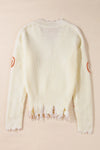 Hazel Blues® |  Raw Hem Pumpkin V-Neck Long Sleeve Sweater