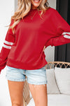 Hazel Blues® |  Evergreen Varsity Striped Detail Drop Shoulder Oversized Sweatshirt