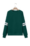 Hazel Blues® |  Evergreen Varsity Striped Detail Drop Shoulder Oversized Sweatshirt