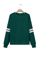 Hazel Blues® |  Evergreen Varsity Striped Detail Drop Shoulder Oversized Sweatshirt