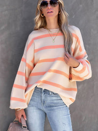 Hazel Blues® |  Striped Round Neck Long Sleeve Sweatshirt