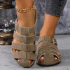 Hazel Blues® |  Suede Round Toe Woven Sandals