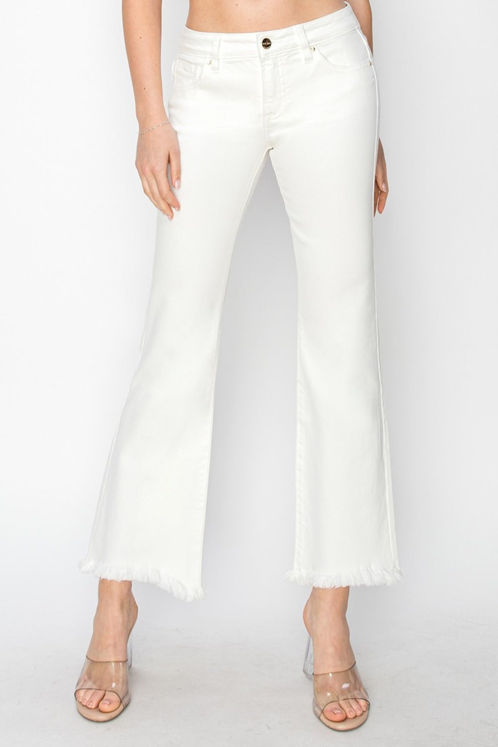 Hazel Blues® |  RISEN Tummy Control Crop Flare Step Hem Pants