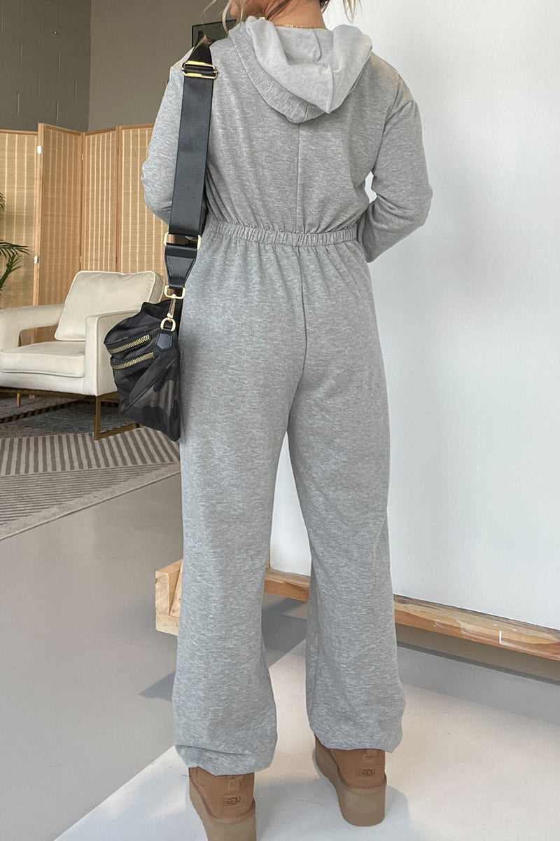 Hazel Blues® |  Drawstring Long Sleeve Jumpsuit