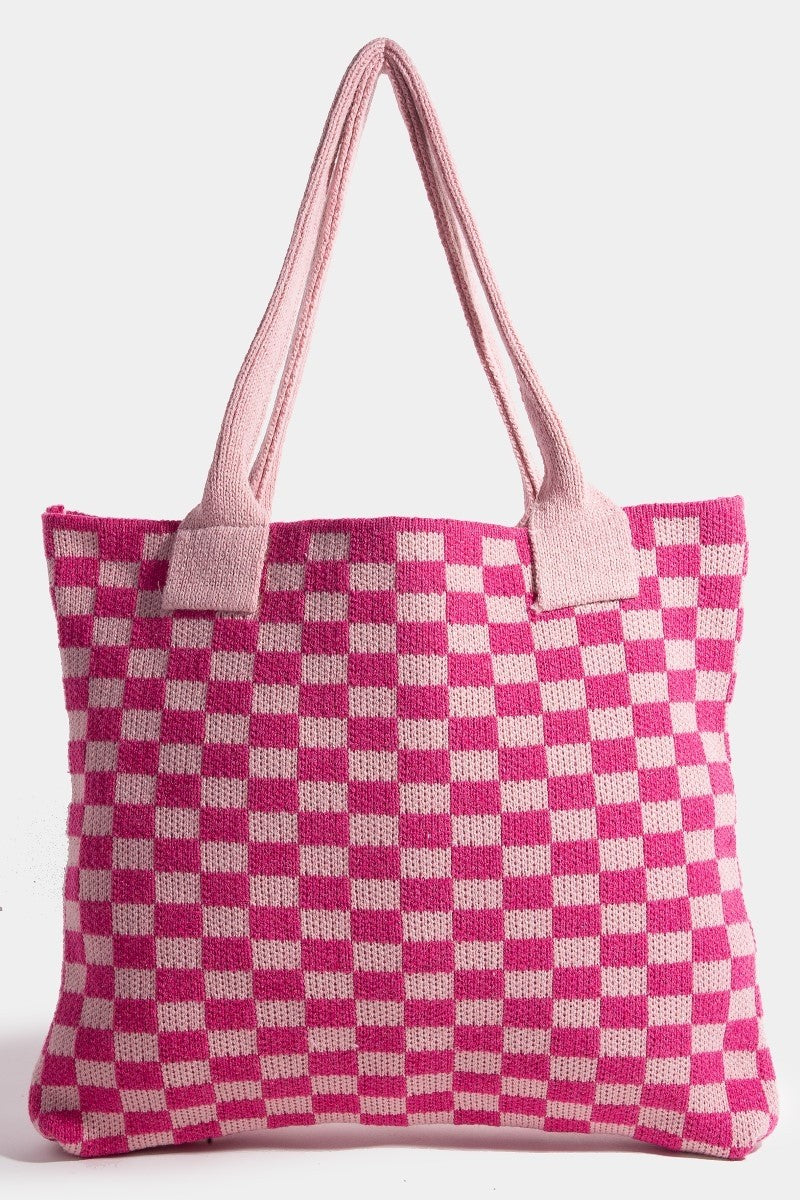 Hazel Blues® |  Fame Checkered Pattern Tote Bag