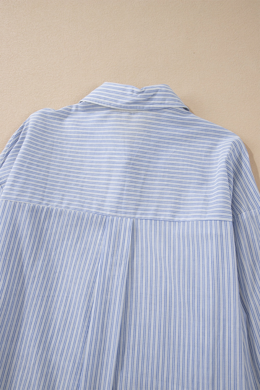 Hazel Blues® |  High-Low Striped Collared Neck Long Sleeve Shirt