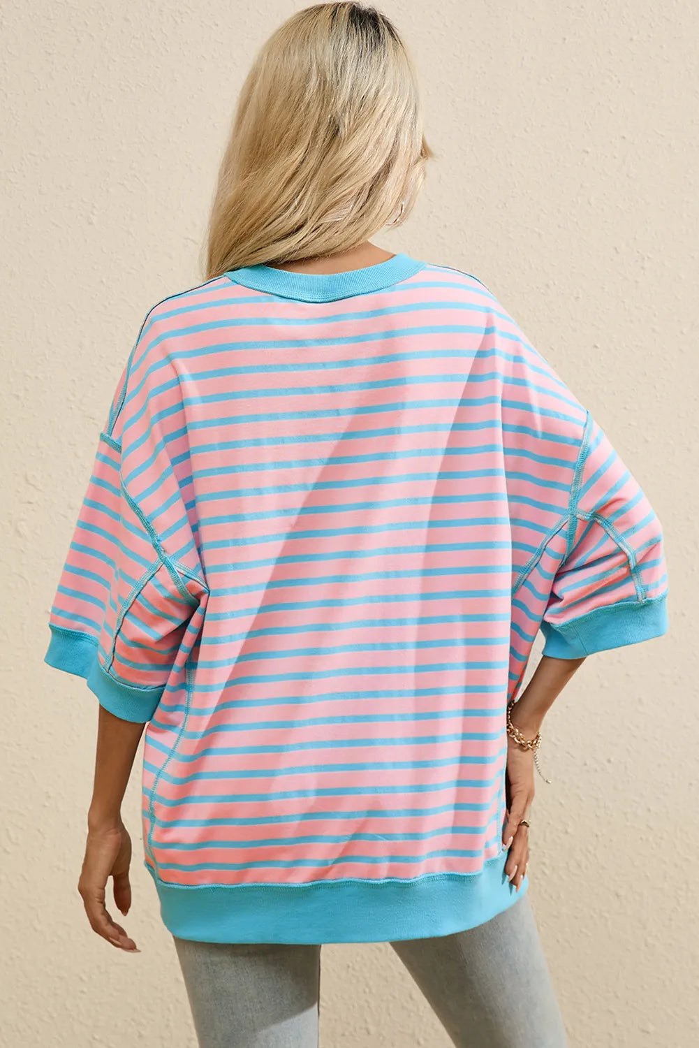 Hazel Blues® |  Boots Striped Round Neck Half Sleeve T-Shirt