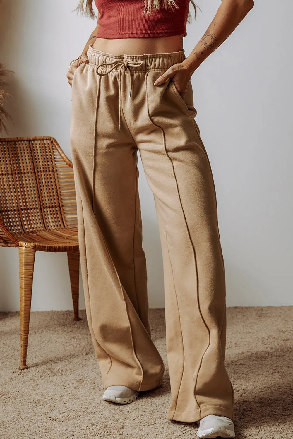 Hazel Blues® |  Drawstring Wide Leg Pants with Pockets