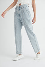 Hazel Blues® |  MABLE Pleated Front Detail Straight Jeans