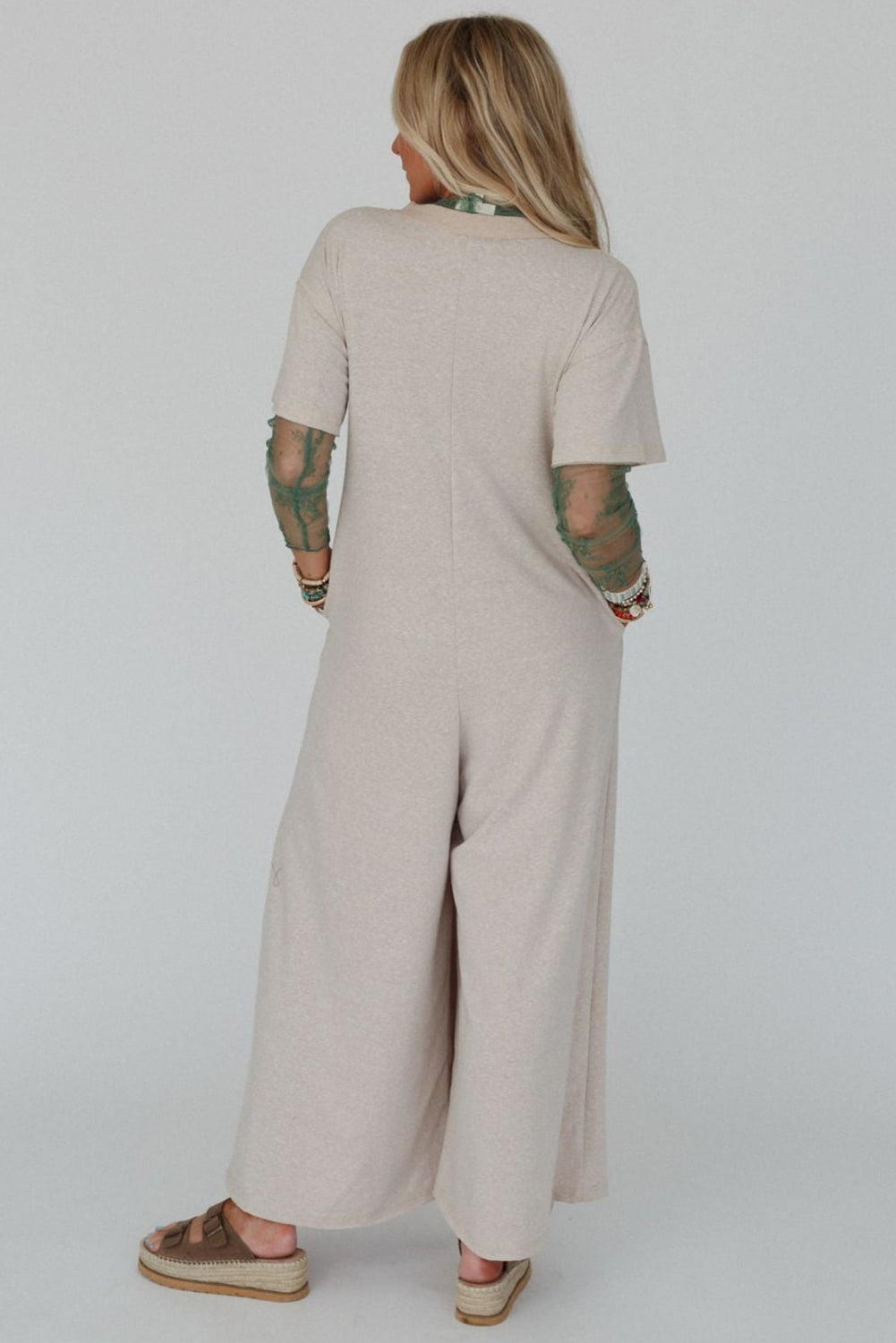 Cecilia Jane Beige Wide-Leg Jumpsuit