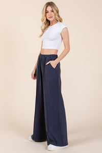 Hazel Blues® |  BOMBOM Elastic Waist Wide Leg Pants with Pockets