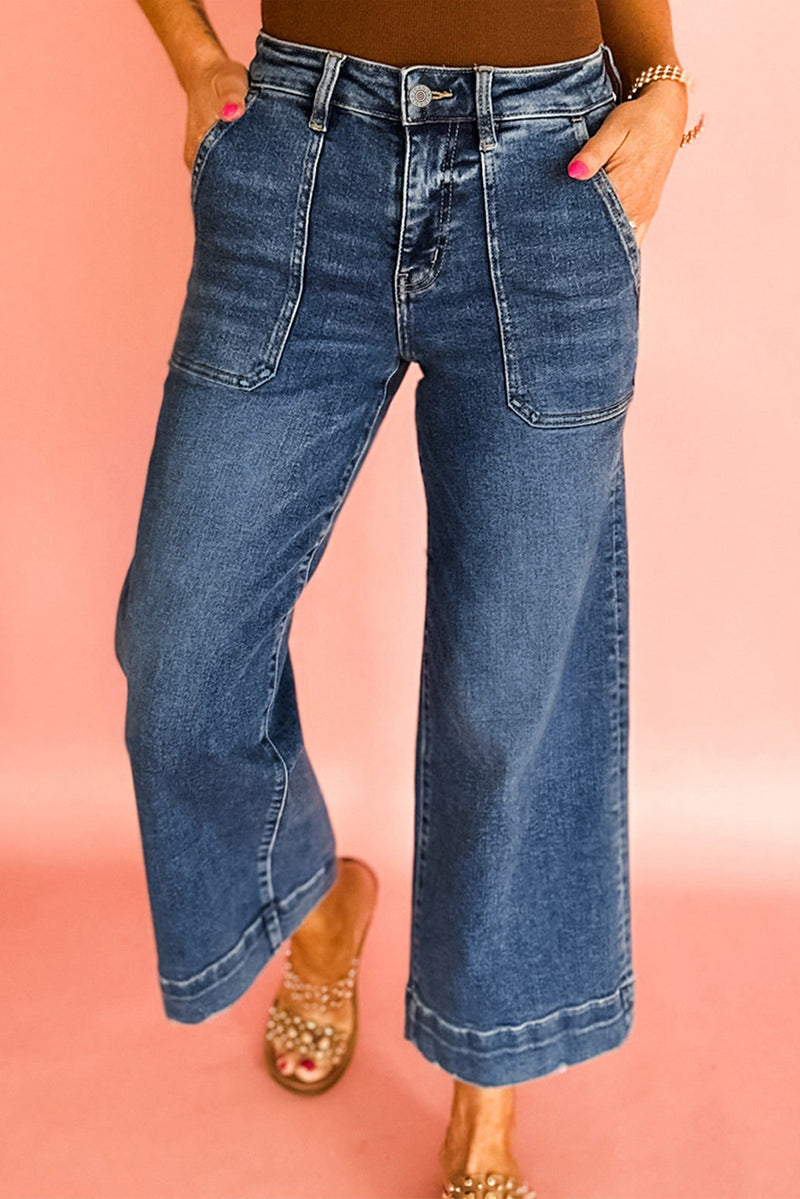Hazel Blues® |  Breen Cropped High Rise Wide Leg Jeans