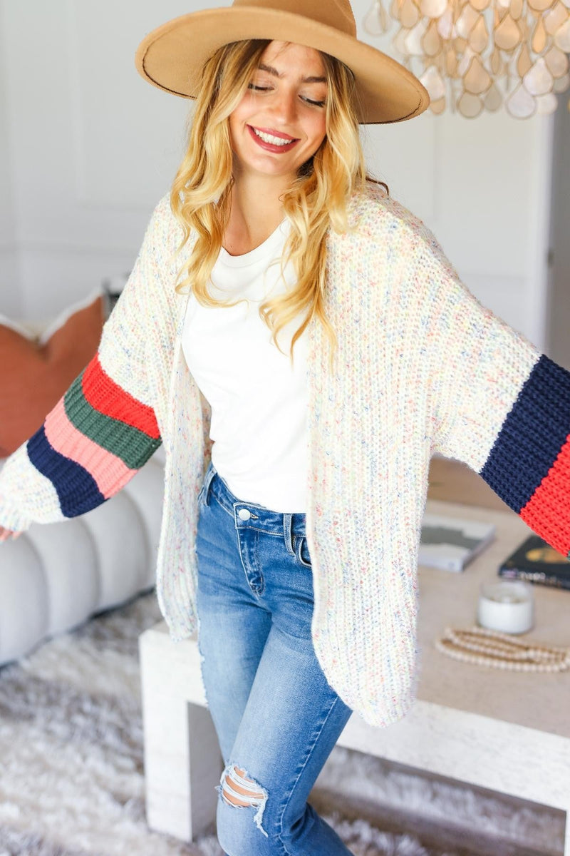 Hazel Blues® |  Multi Color Oversized Sweater Open Cardigan