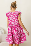 Hazel Blues® |  BiBi Leopard Cap Sleeve Tiered Mini Dress