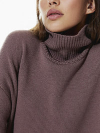 Hazel Blues® |  Ribbed Detail Turtleneck Dropped Shoulder Sweater