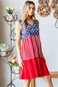 Hazel Blues® |  Heimish US Flag Theme Contrast Tank Dress