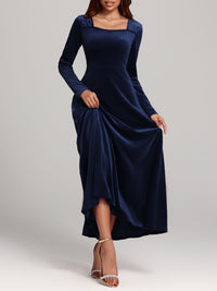 Hazel Blues® |  Square Neck Long Sleeve Velvet Dress