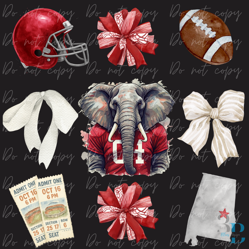 Alabama Mascot University Collage |  DTF Transfer Sheet Iron On