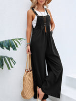 Hazel Blues® |  Square Neck Wide Strap Overalls
