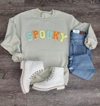 Hazel Blues® |  Spooky Chenille Patch Sweatshirt: Multi Color