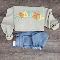 3Blues Designs |   Hazel Blues® |  Spooky Chenille Patch Sweatshirt: Multi Color