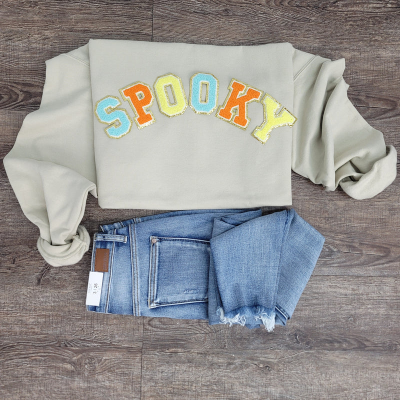 Hazel Blues® |  Spooky Chenille Patch Sweatshirt: Multi Color