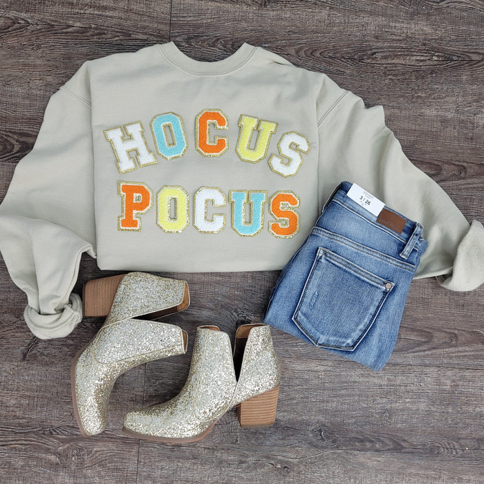 Hazel Blues® |  Hocus Pocus Chenille Patch Sweatshirt: Multi Color