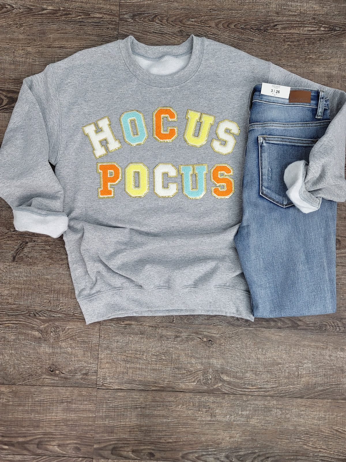 3Blues Designs |   Hazel Blues® |  Hocus Pocus Chenille Patch Sweatshirt: Multi Color