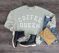 Hazel Blues® |  Coffee Queen Chenille Patch Sweatshirt