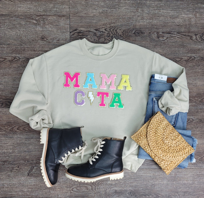 Hazel Blues® |  Mama C⚡️ta Chenille Patch Sweatshirt