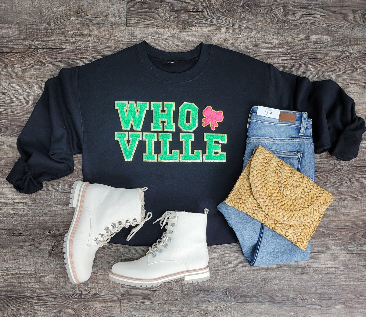 3Blues Designs |   Hazel Blues® |  Whoville Chenille Patch Sweatshirt