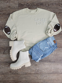 Hazel Blues® |  Game Day Pearl w/Football Patch Sweatshirt