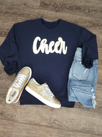 Hazel Blues® |  Cheer Script Chenille Patch Sweatshirt